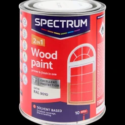 Peinture laque satinée pour bois 2-en-1 Spectrum RAL 9010 Blanc 750 ml | Action FR