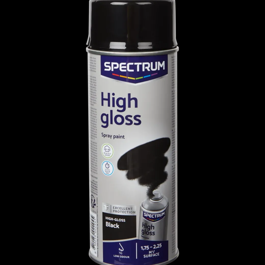 Peinture noire en aérosol haute brillance Spectrum Noir 400 ml | Action FR